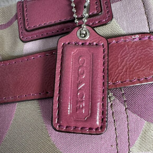 Coach OPTIC Signature C PENELOPE Shoulder Bag Mauve Pink Berry Turnlock F17140 - Picture 14 of 15